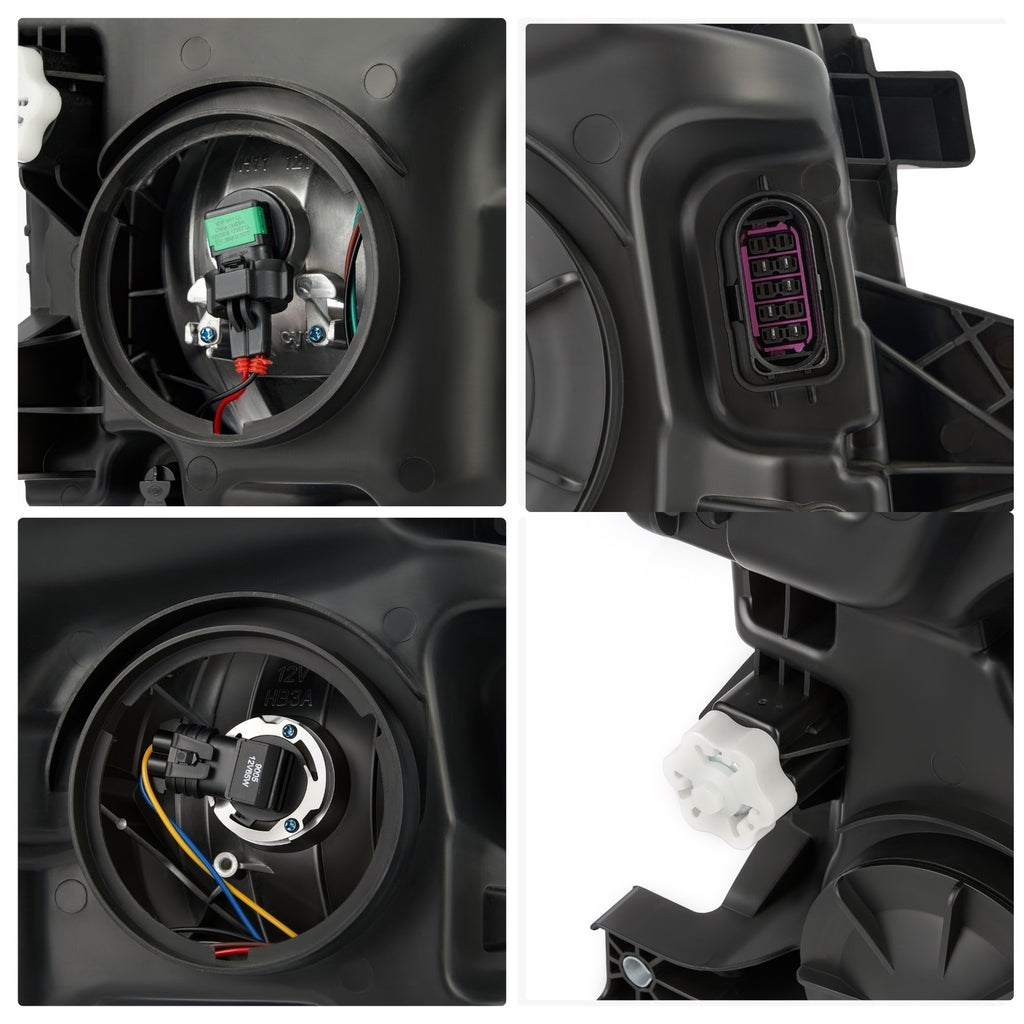 Black Halogen headlight lens and housing detail for 2014-2023 Kenworth T880
