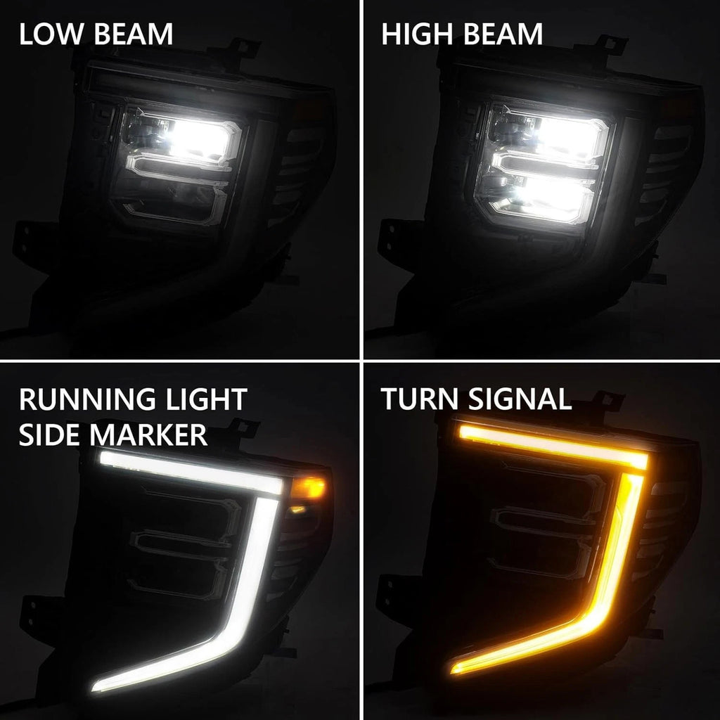 Right LED headlight lens close-up for 2022-2026 GMC Sierra 1500