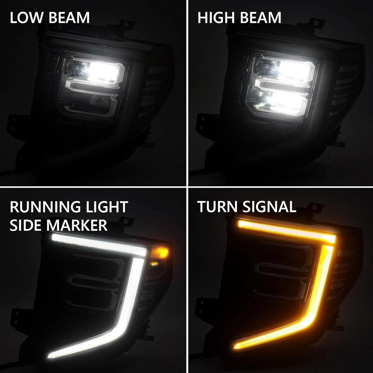 Right LED headlight lens close-up for 2022-2026 GMC Sierra 1500