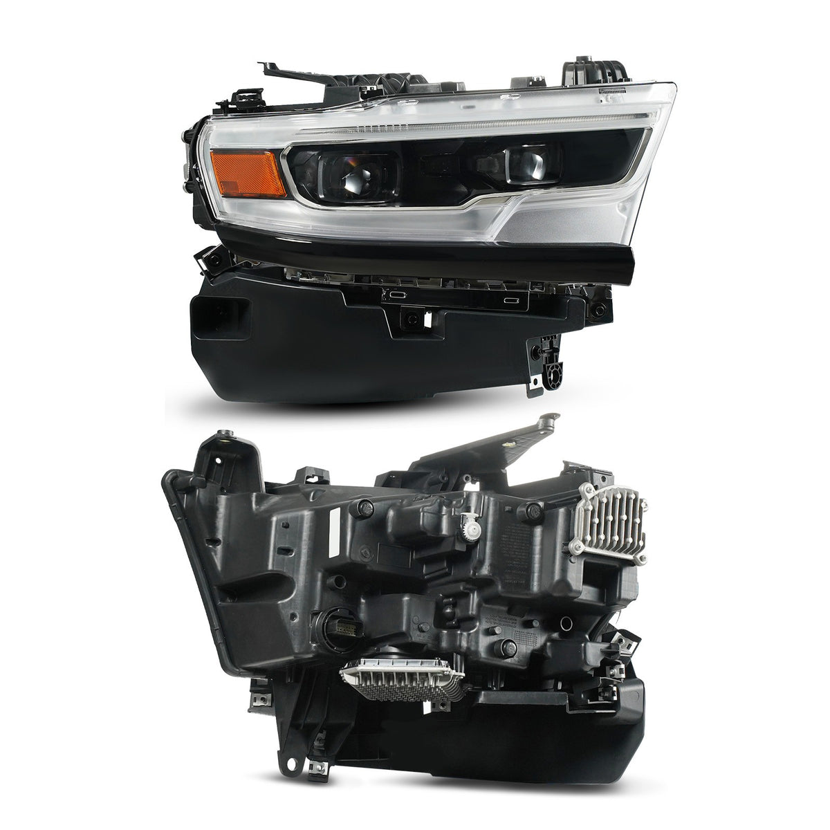 Pair LED headlight rear housing angle for 2019-2024 Ram 1500