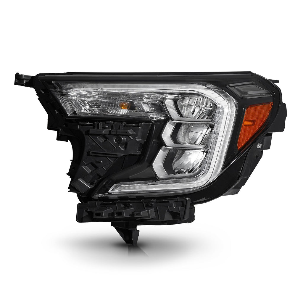 Left LED headlight lens close-up for 2022-2024 GMC Terrain