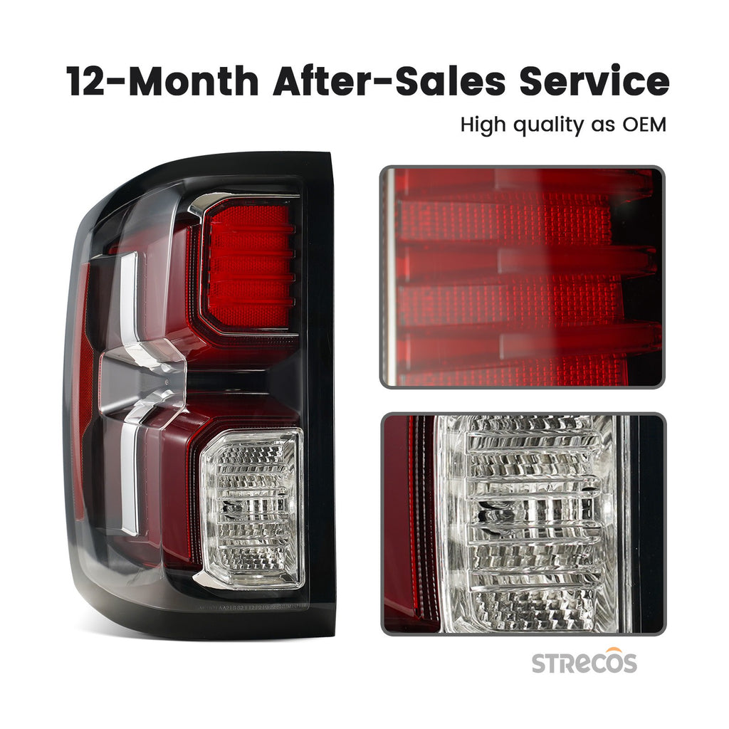 black LED tail light view 8 for Chevy Silverado 1500 Halogen Models (2014-2018)