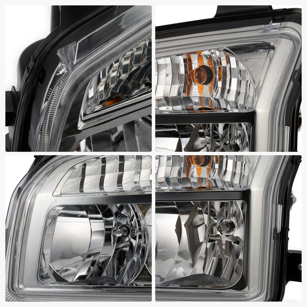 Passenger side Chrome Halogen headlight close-up for 2014-2023 Kenworth T880