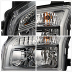 Passenger side Chrome Halogen headlight close-up for 2014-2023 Kenworth T880