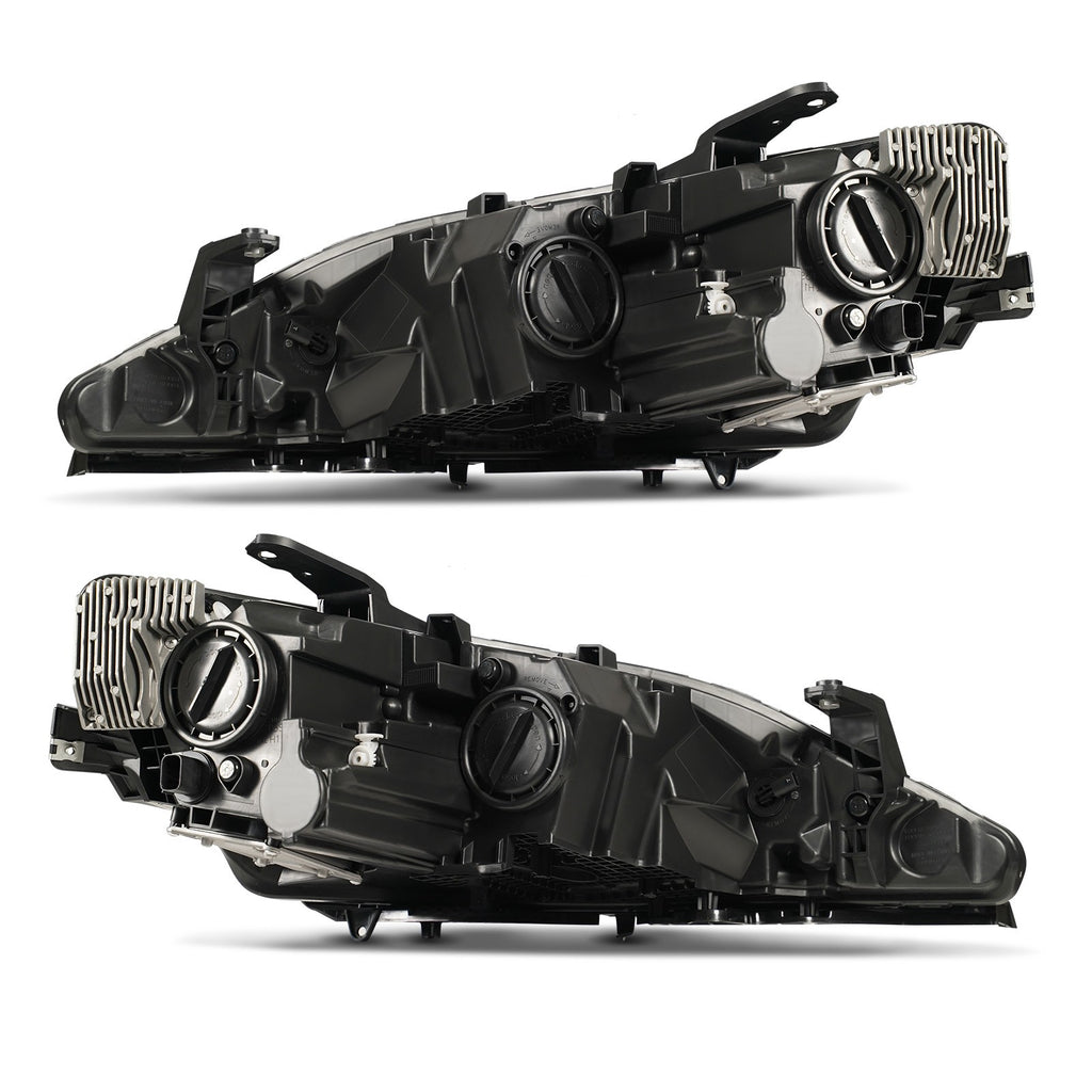 Driver side Black HID Projector headlight close-up for 2017-2020 Chrysler Pacifica