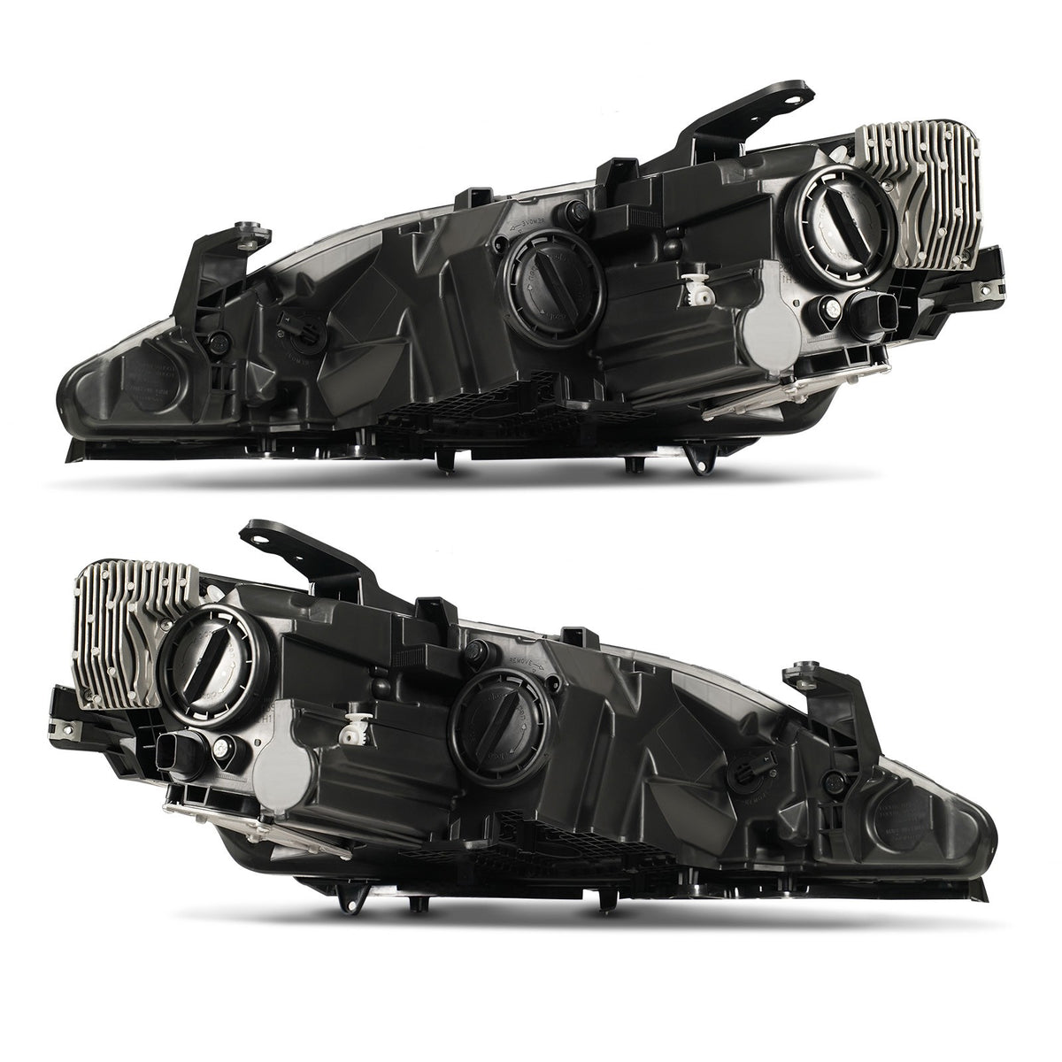 Driver side Black HID Projector headlight close-up for 2017-2020 Chrysler Pacifica