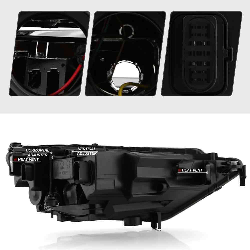 Pair LED headlight rear housing angle for 2019-2024 VW Jetta