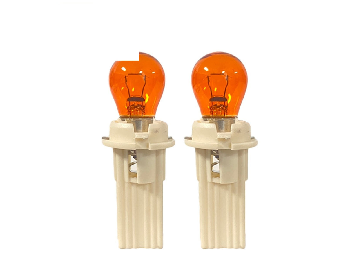 Included amber 1156 turn signal bulbs and sockets