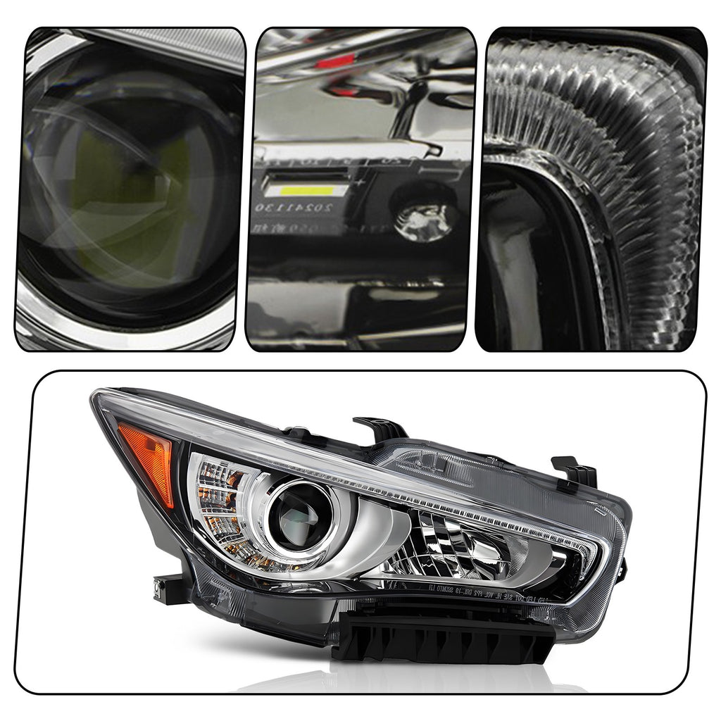 Right LED headlight side angle for 2014-2017 Infiniti Q50