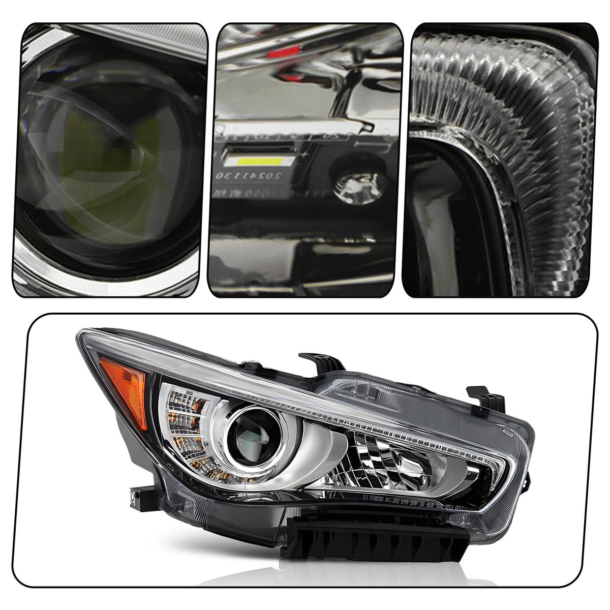 Right LED headlight side angle for 2014-2017 Infiniti Q50