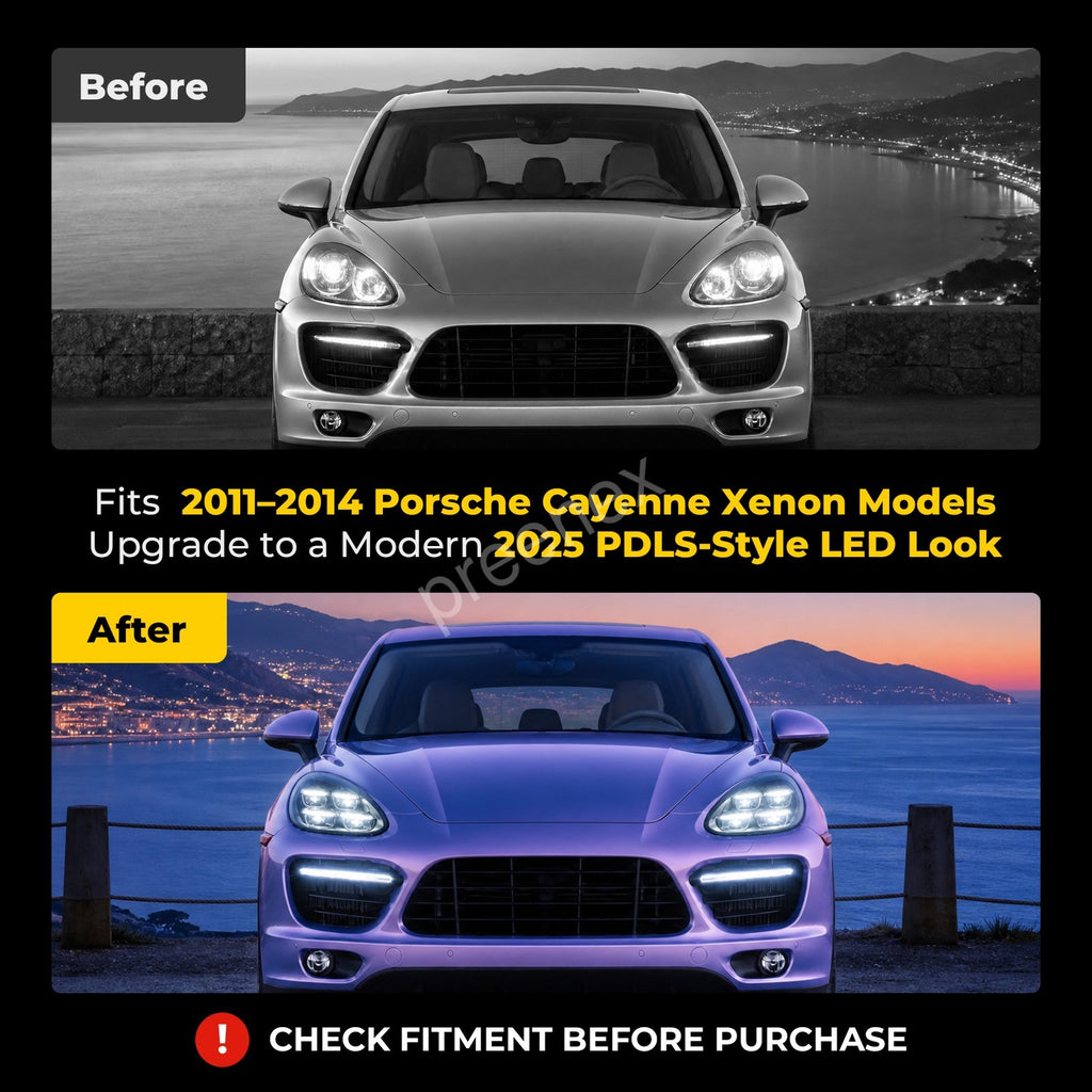 Fitment chart for 2025 Style Full LED headlights, 2011-2014 Porsche Cayenne 958 (image 2)