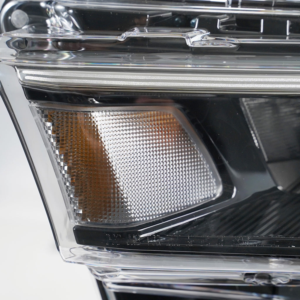 Right LED headlight lens close-up for 2025-2026 Ram 1500