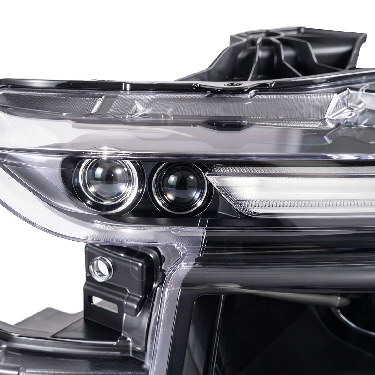 Right LED headlight lens close-up for 2024-2026 Ford F-150 Raptor