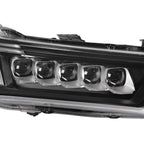 Right LED headlight lens close-up for 2017-2020 Acura MDX