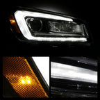 Right halogen projector headlight lens close-up for 2013-2016 GMC Acadia