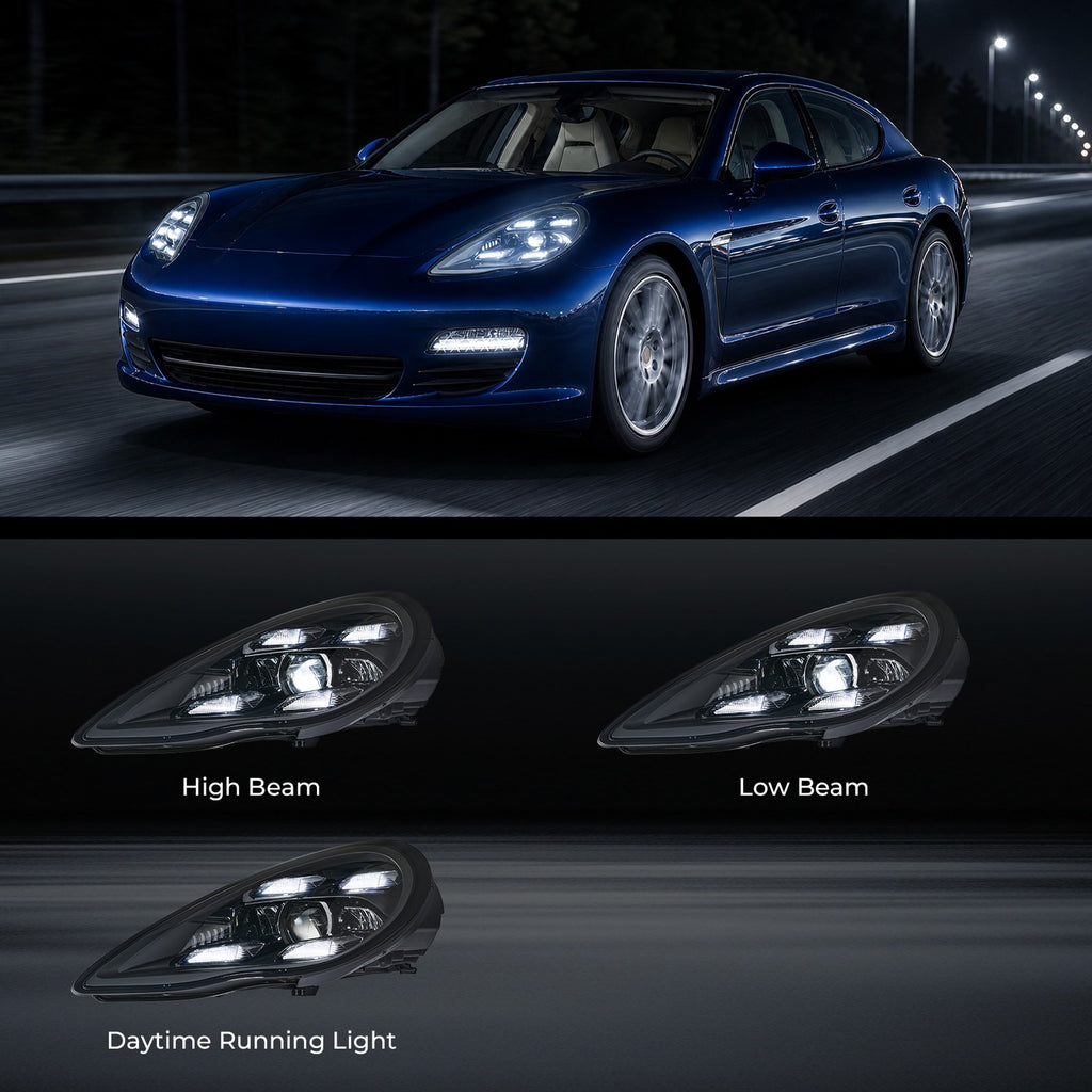 Full LED headlight features and specifications for 2010-2013 Porsche Panamera 970 (image 2)