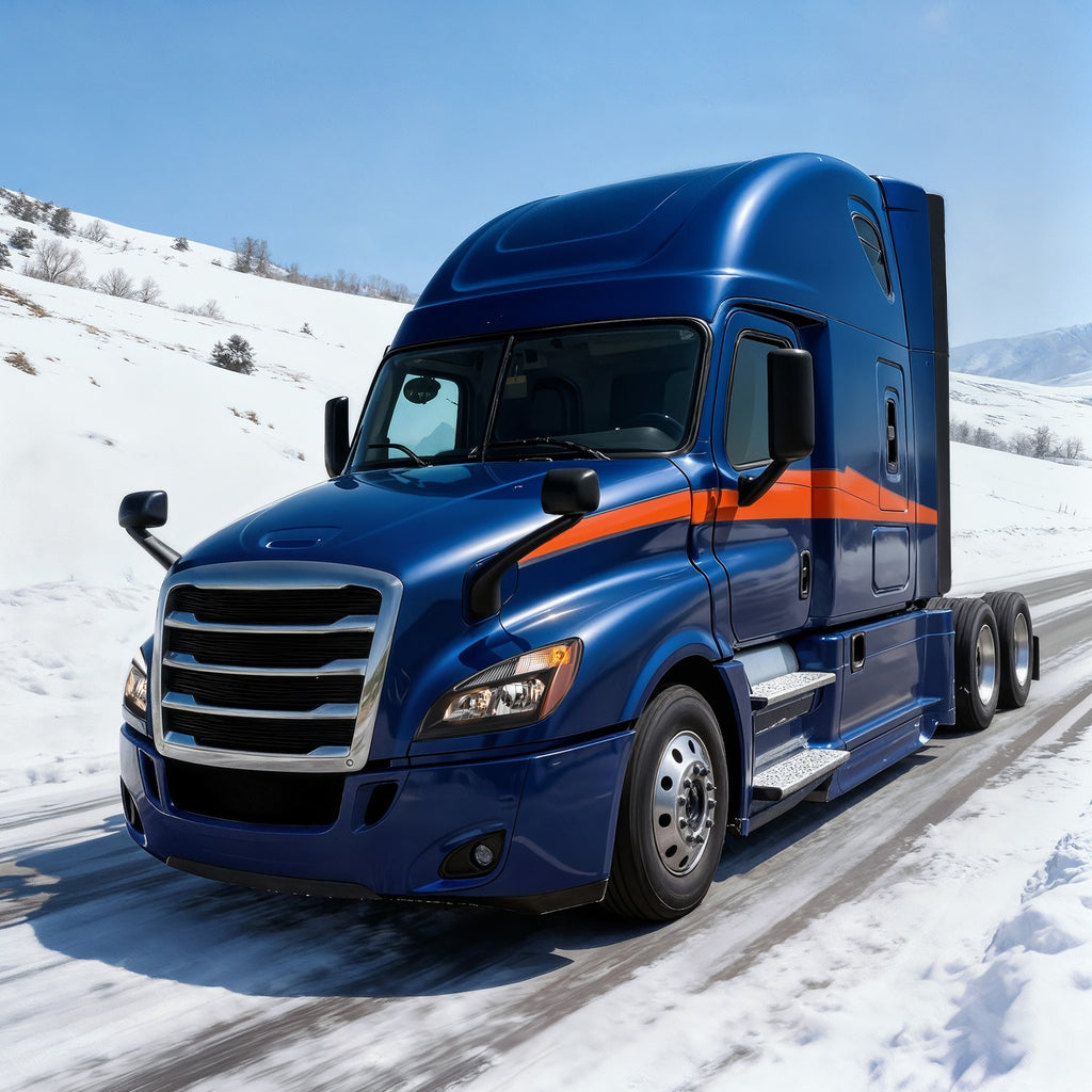 Black Halogen headlight lens and housing detail for 2018-2024 Freightliner Cascadia