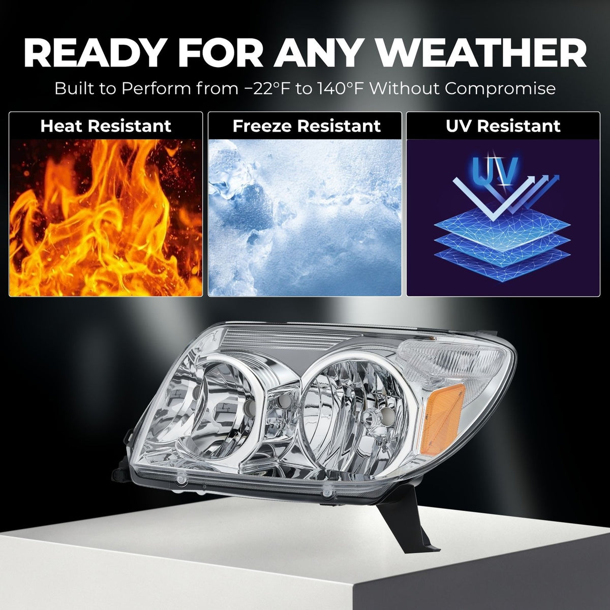 Chrome Halogen headlight features and specifications for 2003-2005 Toyota 4Runner (image 4)