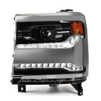 Left LED headlight lens close-up for 2016-2018 Chevy Silverado 1500