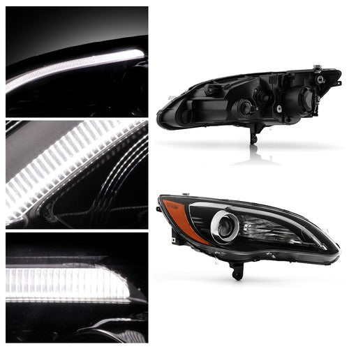 Right projector headlight lens close-up for 2012-2014 Chrysler 200