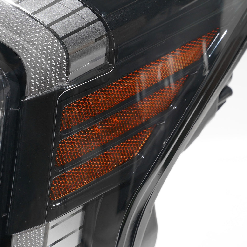 Left LED headlight lens close-up for 2022-2024 Ford Expedition