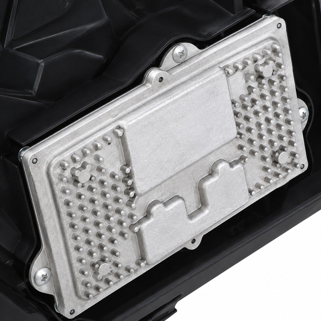Left LED headlight lens close-up for 2015-2020 Cadillac Escalade