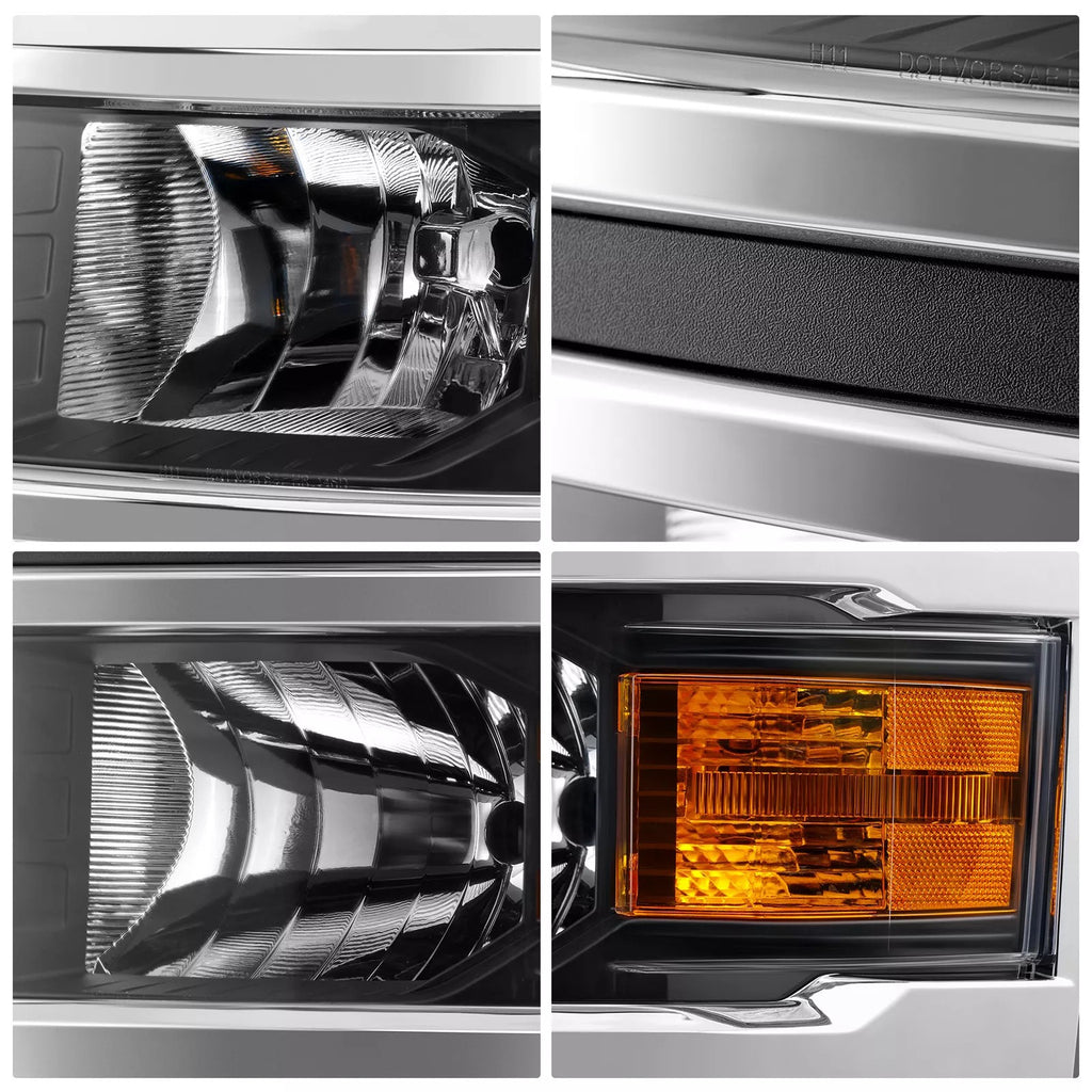 Black Halogen replacement headlight assembly for 2014-2015 Chevrolet Silverado 1500
