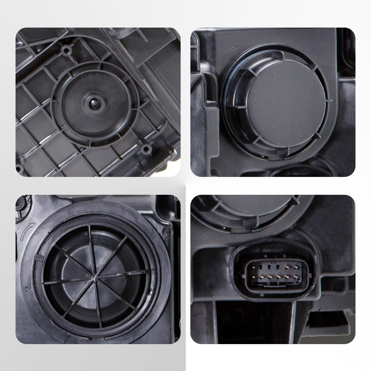 Right halogen projector headlight lens close-up for 2011-2014 Chrysler 300