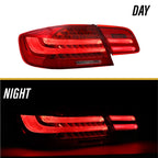 E92 LCI style tail light LED parking light bars lit, day and night