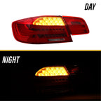 E92 LCI style tail light amber LED turn signal lit, day and night