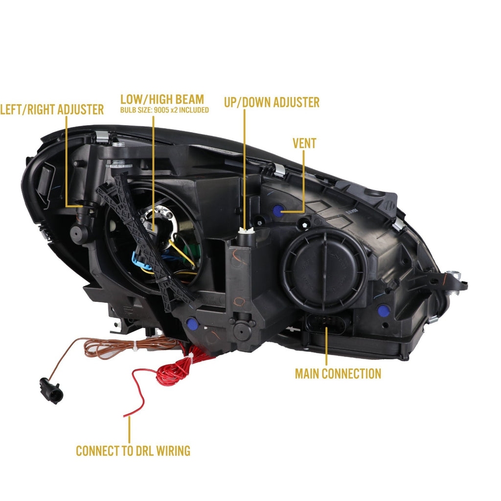 Back of the headlight with adjusters