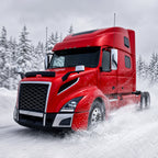 Black Full LED headlight lens and housing detail for 2018-2024 Volvo VNL VNR