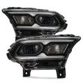 Black LED Projector Headlights Pair w/ Halogen Turn Signal & LED Module for Dodge Durango (2021-2026)