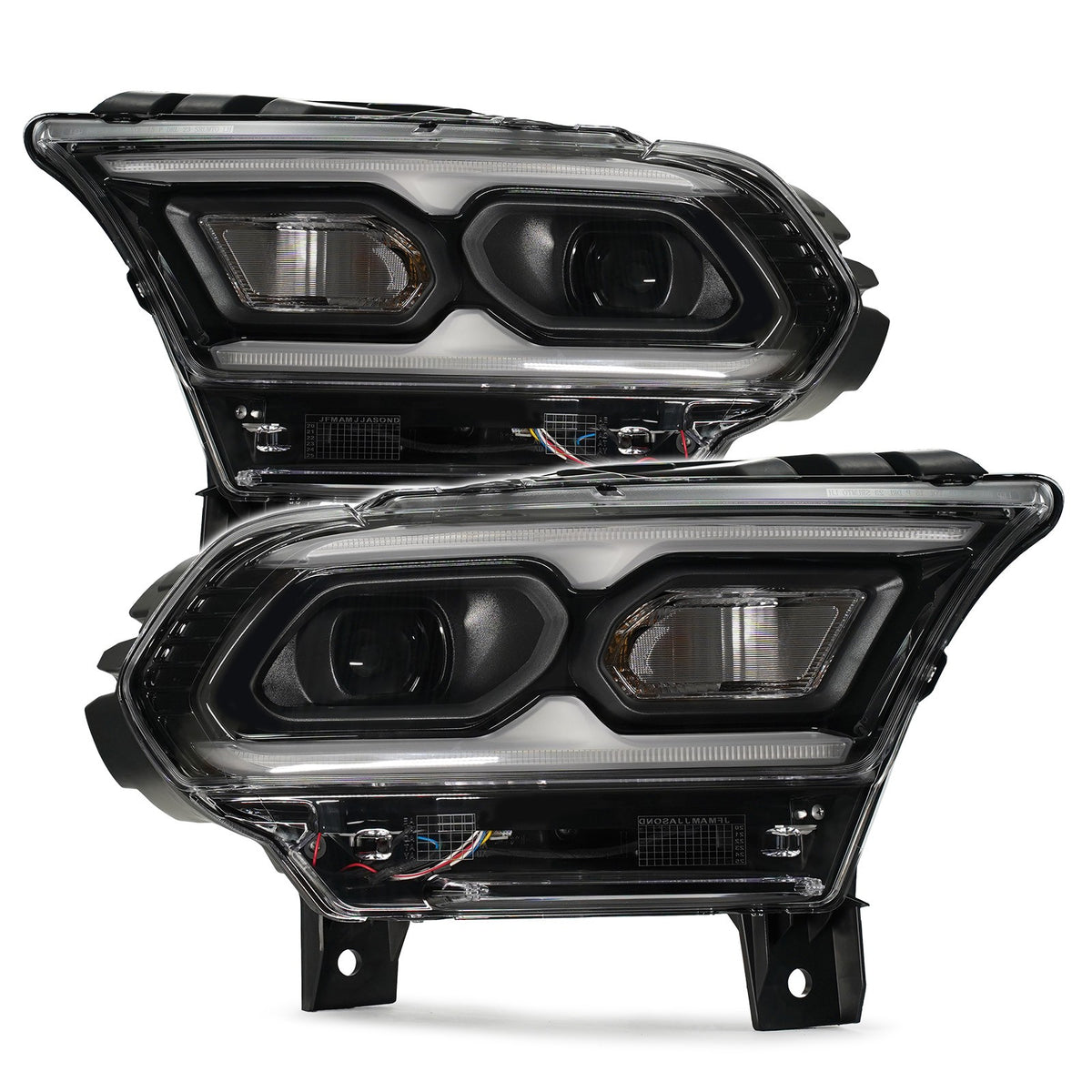 Black LED Projector Headlights Pair w/ Halogen Turn Signal & LED Module for Dodge Durango (2021-2026)