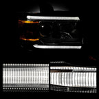 Right halogen projector headlight lens close-up for 2015-2022 GMC Canyon