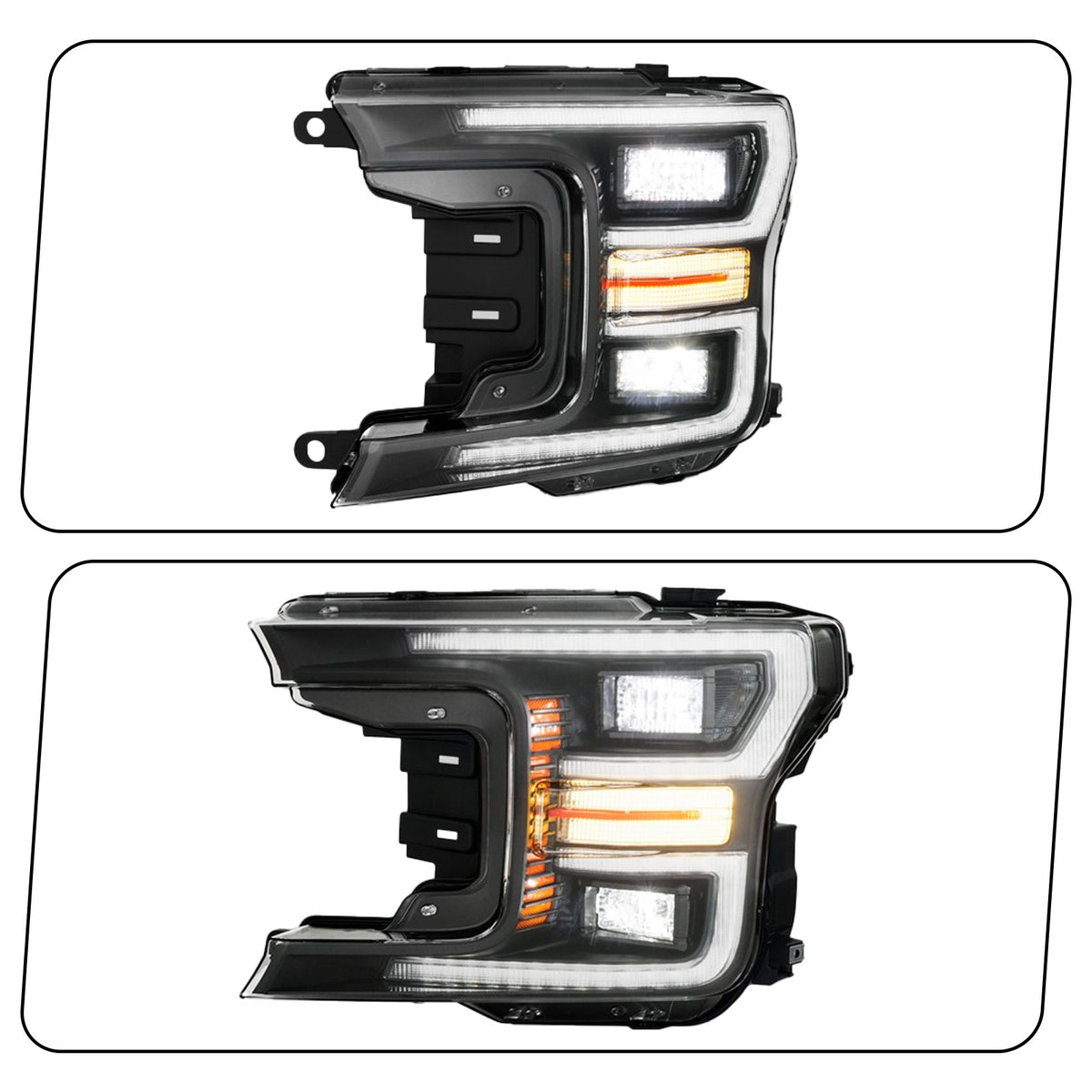 Pair LED headlight rear housing angle for 2018-2020 Ford F-150