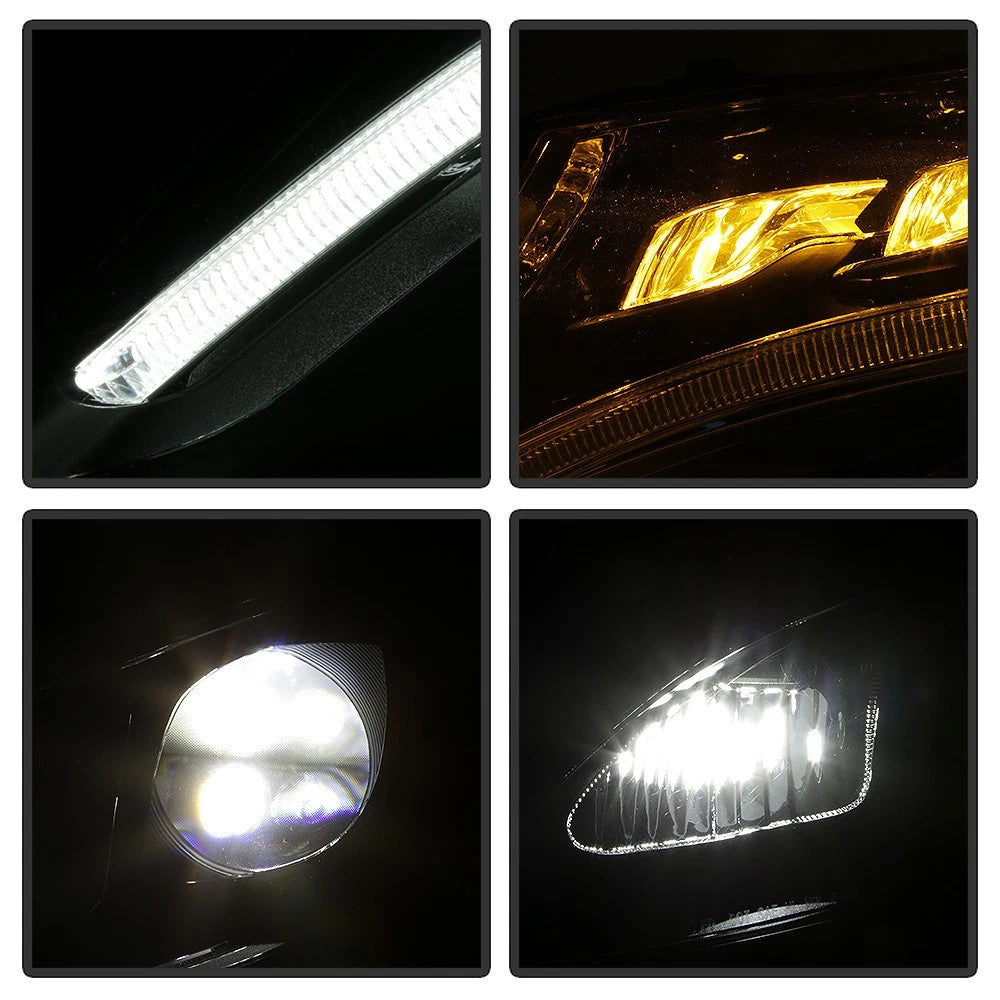 Left LED projector headlight lens close-up for 2015-2018 Mercedes-Benz C300