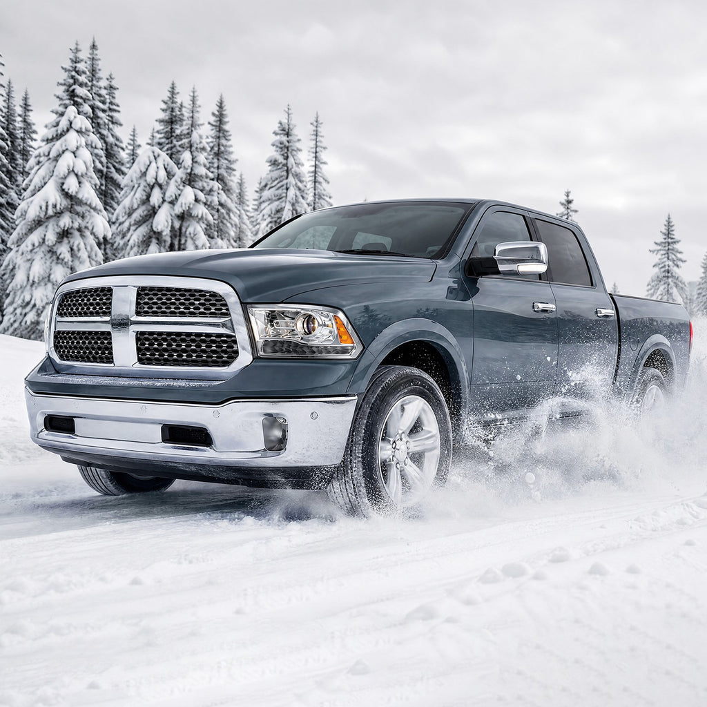 Chrome Projector Halogen headlight lens and housing detail for 2013-2018 Ram 1500 2500 3500
