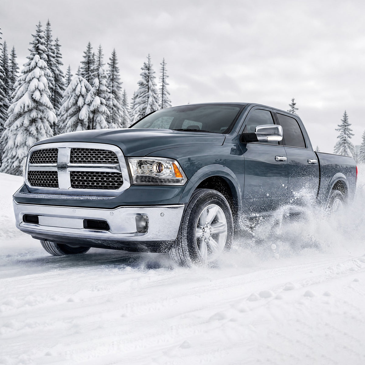 Chrome Projector Halogen headlight lens and housing detail for 2013-2018 Ram 1500 2500 3500