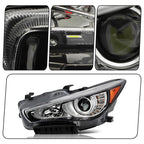 Pair LED headlight rear housing angle for 2014-2017 Infiniti Q50