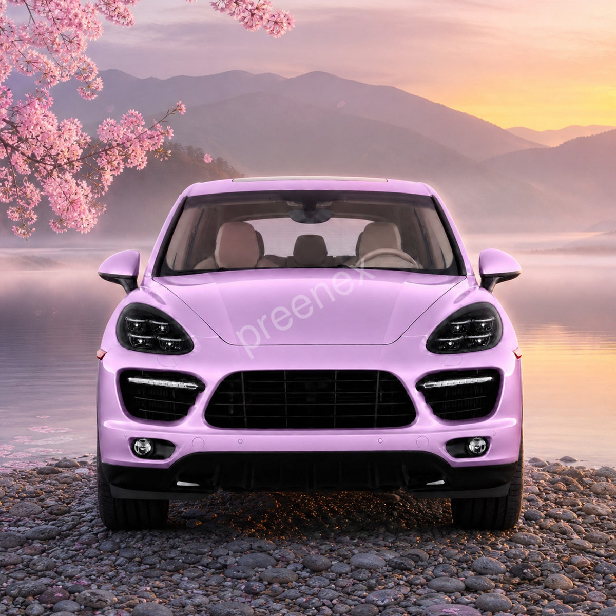 Passenger side 2025 Style Full LED headlight close-up for 2011-2014 Porsche Cayenne 958