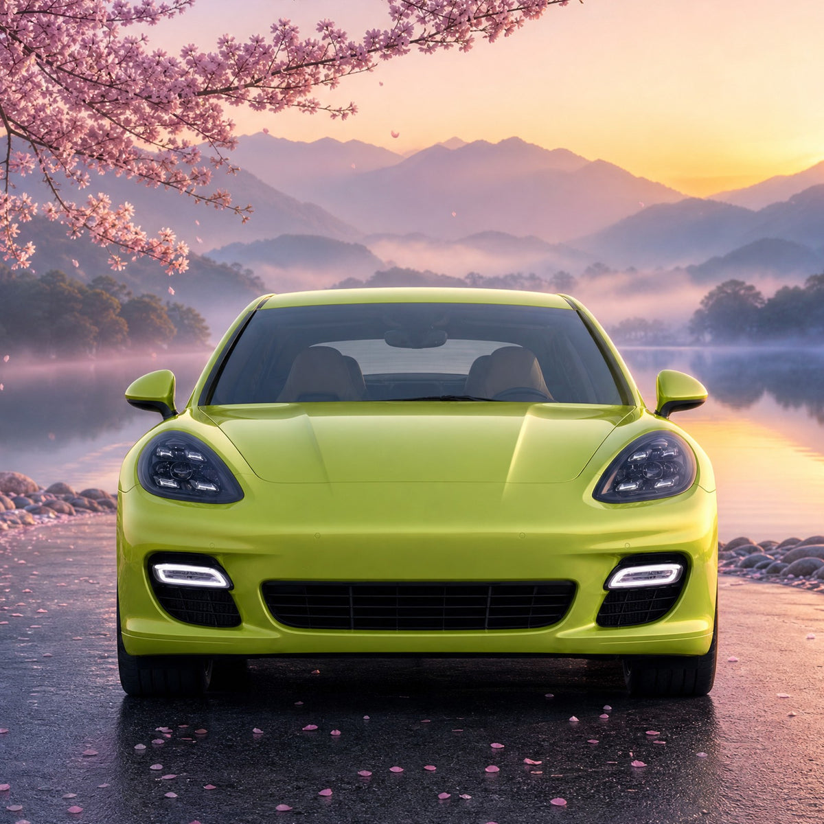 Full LED headlight lens and housing detail for 2010-2013 Porsche Panamera 970