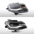 Black HID Headlights Pair w/ LED DRL, Bulbs & Ballasts for Chevy Camaro (2016-2024)