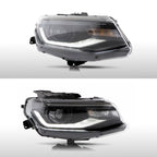 Black HID Headlights Pair w/ LED DRL, Bulbs & Ballasts for Chevy Camaro (2016-2024)