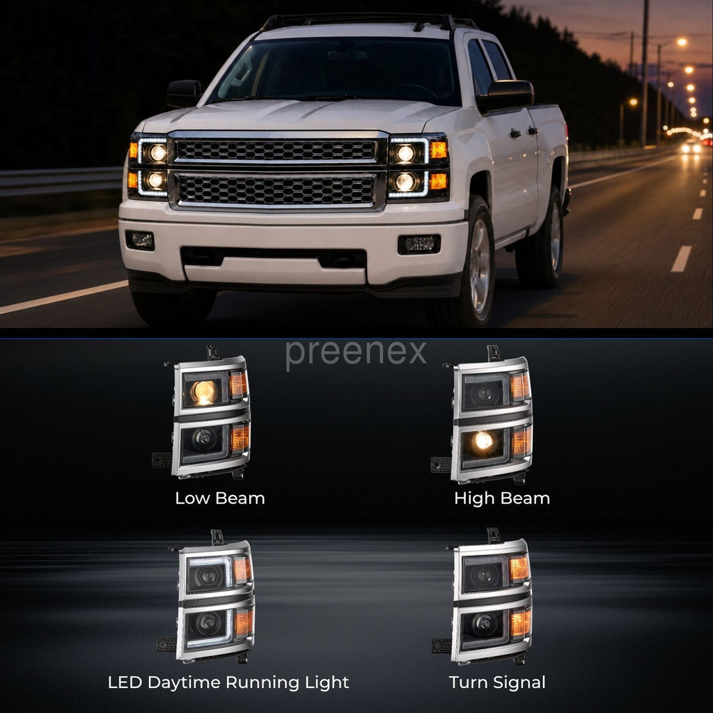 Black Projector Halogen headlight features and specifications for 2014-2015 Chevrolet Silverado 1500 (image 2)
