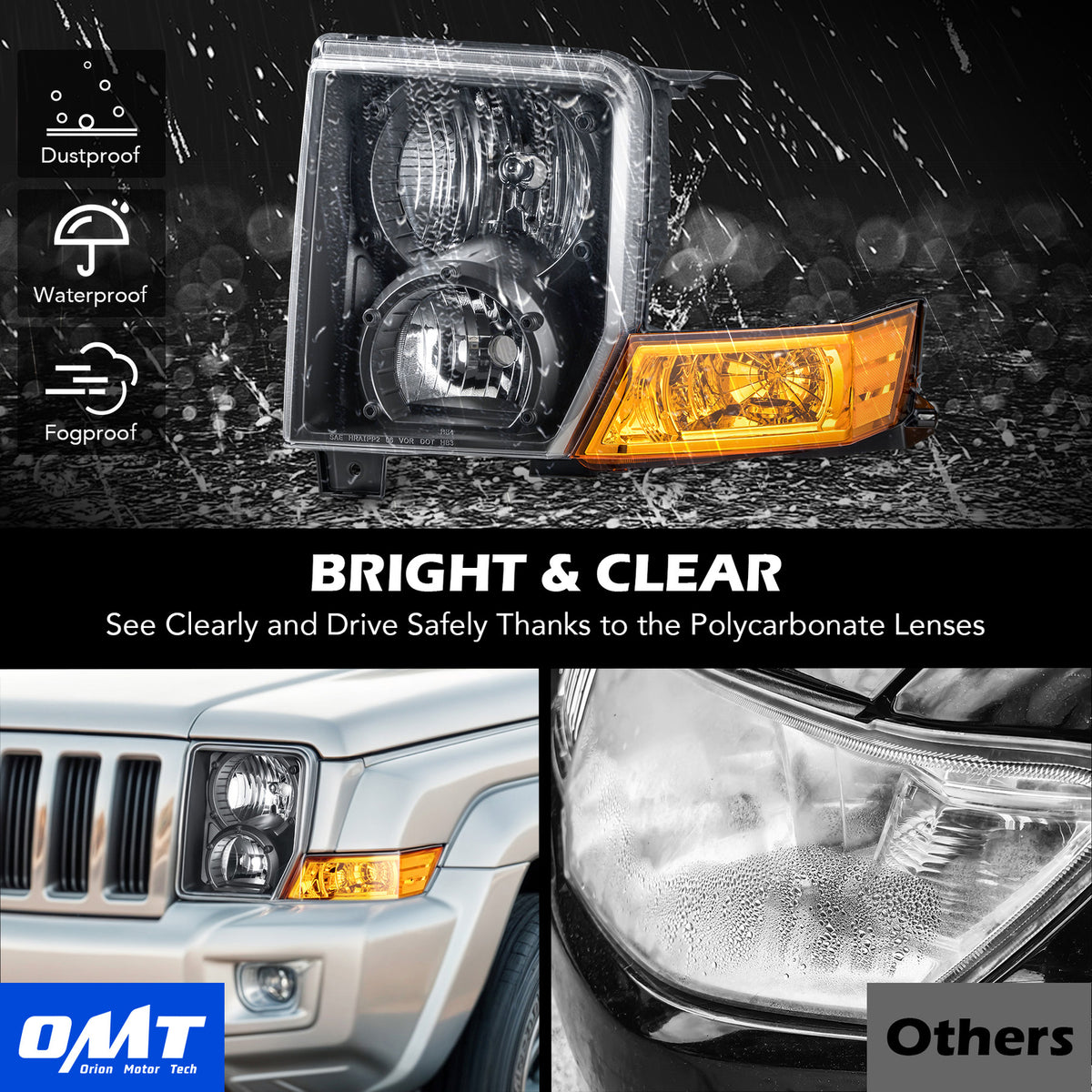 Black Halogen headlight features and specifications for 2006-2010 Jeep Commander (image 4)