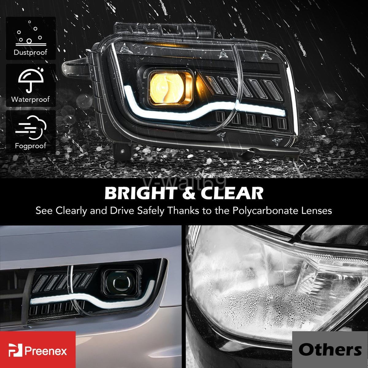 Black Projector Halogen headlight features and specifications for 2010-2013 Chevrolet Camaro (image 6)