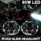 Dual LED Headlight for Harley Road Glide Chrome - GENSSI Lighting