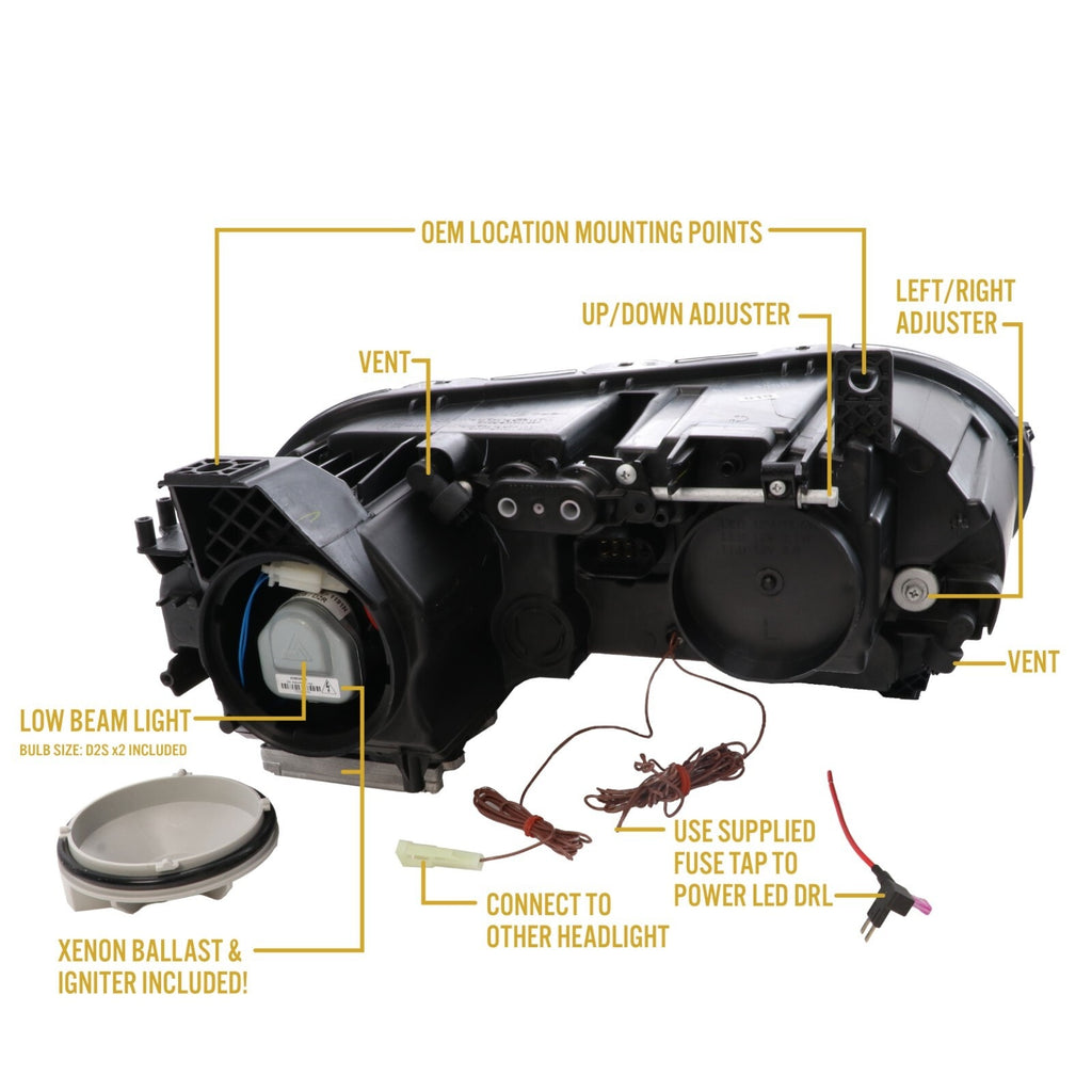 Back of the headlight with mounting points