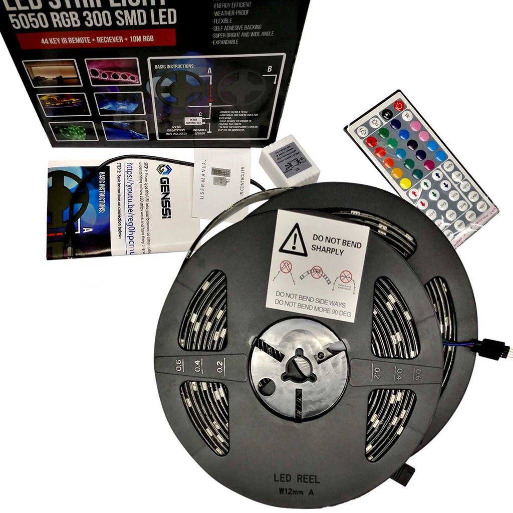 LED Strip Light Kit 32ft RGB Color Changing with Power Supply Remote ...